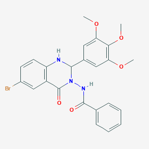 molecular formula C24H22BrN3O5 B330610 N~1~-[6-BROMO-4-OXO-2-(3,4,5-TRIMETHOXYPHENYL)-1,4-DIHYDRO-3(2H)-QUINAZOLINYL]BENZAMIDE 