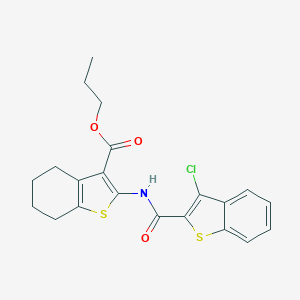 molecular formula C21H20ClNO3S2 B330659 propyl 2-{[(3-chloro-1-benzothiophen-2-yl)carbonyl]amino}-4,5,6,7-tetrahydro-1-benzothiophene-3-carboxylate 