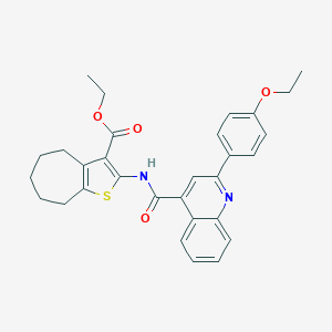 molecular formula C30H30N2O4S B330707 ETHYL 2-({[2-(4-ETHOXYPHENYL)-4-QUINOLYL]CARBONYL}AMINO)-5,6,7,8-TETRAHYDRO-4H-CYCLOHEPTA[B]THIOPHENE-3-CARBOXYLATE 