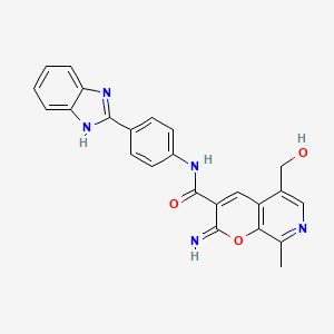molecular formula C24H19N5O3 B3307141 N-[4-(1H-1,3-benzodiazol-2-yl)phenyl]-5-(hydroxymethyl)-2-imino-8-methyl-2H-pyrano[2,3-c]pyridine-3-carboxamide CAS No. 931745-11-8
