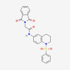 molecular formula C25H21N3O5S B3307185 N-[1-(benzenesulfonyl)-1,2,3,4-tetrahydroquinolin-6-yl]-2-(1,3-dioxo-2,3-dihydro-1H-isoindol-2-yl)acetamide CAS No. 932294-10-5