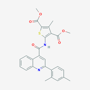 molecular formula C27H24N2O5S B330721 DIMETHYL 5-({[2-(2,4-DIMETHYLPHENYL)-4-QUINOLYL]CARBONYL}AMINO)-3-METHYL-2,4-THIOPHENEDICARBOXYLATE 