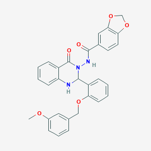molecular formula C30H25N3O6 B330725 N-[2-{2-[(3-METHOXYBENZYL)OXY]PHENYL}-4-OXO-1,4-DIHYDRO-3(2H)-QUINAZOLINYL]-1,3-BENZODIOXOLE-5-CARBOXAMIDE 