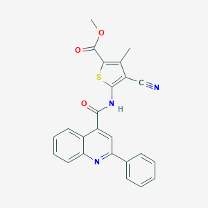 molecular formula C24H17N3O3S B330727 methyl 4-cyano-3-methyl-5-{[(2-phenyl-4-quinolyl)carbonyl]amino}-2-thiophenecarboxylate 