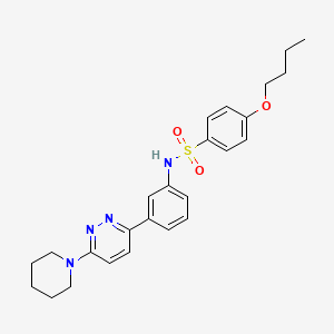 molecular formula C25H30N4O3S B3307355 4-butoxy-N-{3-[6-(piperidin-1-yl)pyridazin-3-yl]phenyl}benzene-1-sulfonamide CAS No. 933004-12-7