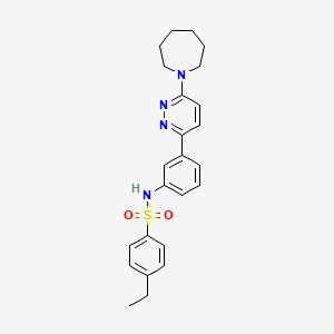 molecular formula C24H28N4O2S B3307469 N-{3-[6-(azepan-1-yl)pyridazin-3-yl]phenyl}-4-ethylbenzene-1-sulfonamide CAS No. 933215-31-7