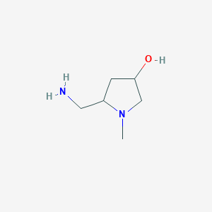 molecular formula C6H14N2O B3307571 5-(Aminomethyl)-1-methylpyrrolidin-3-ol CAS No. 933685-36-0