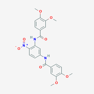 molecular formula C24H23N3O8 B330781 N~1~-{5-[(3,4-DIMETHOXYBENZOYL)AMINO]-2-NITROPHENYL}-3,4-DIMETHOXYBENZAMIDE 