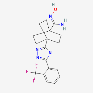 molecular formula C19H22F3N5O B3307909 N-Hydroxy-4-(4-methyl-5-(2-(trifluoromethyl)phenyl)-4H-1,2,4-triazol-3-yl)bicyclo[2.2.2]octane-1-carboximidamide CAS No. 935273-85-1