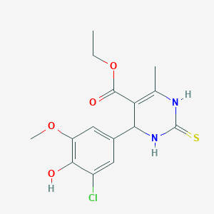 molecular formula C15H17ClN2O4S B330822 Ethyl 4-(3-chloro-4-hydroxy-5-methoxyphenyl)-6-methyl-2-thioxo-1,2,3,4-tetrahydro-5-pyrimidinecarboxylate 