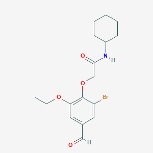 molecular formula C17H22BrNO4 B3308232 2-(2-bromo-6-ethoxy-4-formylphenoxy)-N-cyclohexylacetamide CAS No. 937598-92-0