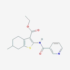 molecular formula C18H20N2O3S B330845 ethyl 6-methyl-2-[(3-pyridinylcarbonyl)amino]-4,5,6,7-tetrahydro-1-benzothiophene-3-carboxylate 