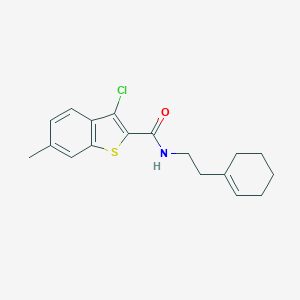 molecular formula C18H20ClNOS B330894 3-chloro-N-[2-(cyclohex-1-en-1-yl)ethyl]-6-methyl-1-benzothiophene-2-carboxamide 