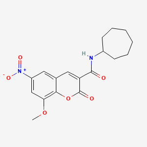 molecular formula C18H20N2O6 B3308981 N-cycloheptyl-8-methoxy-6-nitro-2-oxo-2H-chromene-3-carboxamide CAS No. 941233-27-8