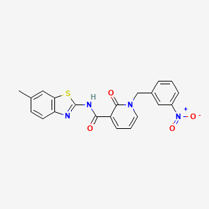molecular formula C21H16N4O4S B3309175 N-(6-methyl-1,3-benzothiazol-2-yl)-1-[(3-nitrophenyl)methyl]-2-oxo-1,2-dihydropyridine-3-carboxamide CAS No. 941910-56-1