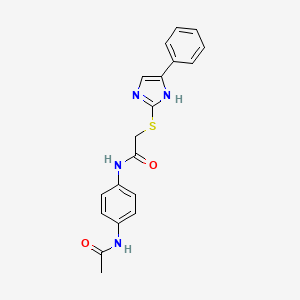 molecular formula C19H18N4O2S B3309182 N-(4-acetamidophenyl)-2-[(5-phenyl-1H-imidazol-2-yl)sulfanyl]acetamide CAS No. 941911-80-4