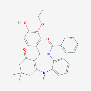 molecular formula C30H30N2O4 B330928 10-benzoyl-11-(3-ethoxy-4-hydroxyphenyl)-3,3-dimethyl-2,3,4,5,10,11-hexahydro-1H-dibenzo[b,e][1,4]diazepin-1-one CAS No. 5977-50-4
