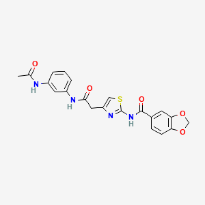 molecular formula C21H18N4O5S B3309353 N-(4-{[(3-acetamidophenyl)carbamoyl]methyl}-1,3-thiazol-2-yl)-2H-1,3-benzodioxole-5-carboxamide CAS No. 941947-72-4