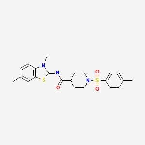 molecular formula C22H25N3O3S2 B3309434 N-[(2E)-3,6-dimethyl-2,3-dihydro-1,3-benzothiazol-2-ylidene]-1-(4-methylbenzenesulfonyl)piperidine-4-carboxamide CAS No. 941962-34-1