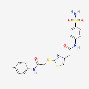 2-((4-(2-oxo-2-((4-sulfamoylphenyl)amino)ethyl)thiazol-2-yl)thio)-N-(p-tolyl)acetamide