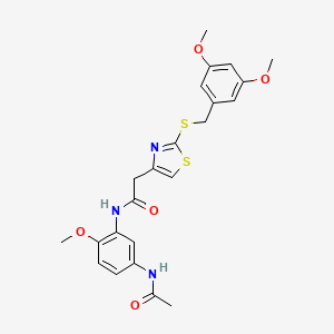 N-(5-acetamido-2-methoxyphenyl)-2-(2-((3,5-dimethoxybenzyl)thio)thiazol-4-yl)acetamide