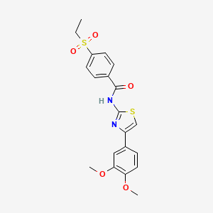 molecular formula C20H20N2O5S2 B3309585 N-[4-(3,4-dimethoxyphenyl)-1,3-thiazol-2-yl]-4-(ethanesulfonyl)benzamide CAS No. 941998-96-5