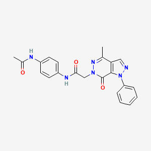 molecular formula C22H20N6O3 B3309621 N-(4-acetamidophenyl)-2-{4-methyl-7-oxo-1-phenyl-1H,6H,7H-pyrazolo[3,4-d]pyridazin-6-yl}acetamide CAS No. 942008-62-0
