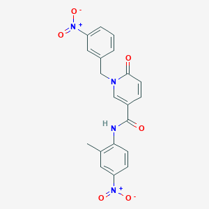 molecular formula C20H16N4O6 B3309640 N-(2-methyl-4-nitrophenyl)-1-[(3-nitrophenyl)methyl]-6-oxo-1,6-dihydropyridine-3-carboxamide CAS No. 942010-04-0