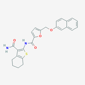 molecular formula C25H22N2O4S B330966 N-(3-carbamoyl-4,5,6,7-tetrahydro-1-benzothiophen-2-yl)-5-[(naphthalen-2-yloxy)methyl]furan-2-carboxamide 