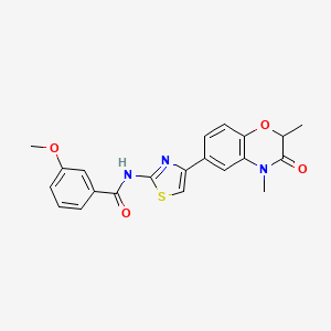 molecular formula C21H19N3O4S B3309704 N-[4-(2,4-dimethyl-3-oxo-3,4-dihydro-2H-1,4-benzoxazin-6-yl)-1,3-thiazol-2-yl]-3-methoxybenzamide CAS No. 942665-27-2