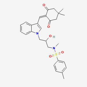 molecular formula C28H32N2O5S B3309717 N-(3-{3-[(4,4-dimethyl-2,6-dioxocyclohexylidene)methyl]-1H-indol-1-yl}-2-hydroxypropyl)-N,4-dimethylbenzene-1-sulfonamide CAS No. 942841-33-0