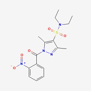 molecular formula C16H20N4O5S B3309758 N,N-diethyl-3,5-dimethyl-1-(2-nitrobenzoyl)-1H-pyrazole-4-sulfonamide CAS No. 943102-33-8