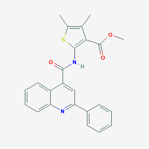 molecular formula C24H20N2O3S B330978 methyl 4,5-dimethyl-2-{[(2-phenyl-4-quinolyl)carbonyl]amino}-3-thiophenecarboxylate 