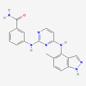 molecular formula C19H17N7O B3309991 Benzamide, 3-[[4-[(5-methyl-1H-indazol-4-yl)amino]-2-pyrimidinyl]amino]- CAS No. 944795-40-8