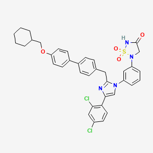 molecular formula C37H34Cl2N4O4S B3310215 1,2,5-Thiadiazolidin-3-one, 5-[3-[2-[[4'-(cyclohexylmethoxy)[1,1'-biphenyl]-4-yl]methyl]-4-(2,4-dichlorophenyl)-1H-imidazol-1-yl]phenyl]-, 1,1-dioxide CAS No. 945836-48-6