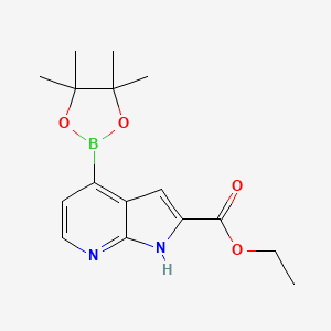 molecular formula C16H21BN2O4 B3310228 1H-Pyrrolo[2,3-B]pyridine-2-carboxylic acid, 4-(4,4,5,5-tetramethyl-1,3,2-dioxaborolan-2-YL)-, ethyl ester CAS No. 945865-21-4