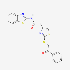 molecular formula C21H17N3O2S3 B3310301 N-(4-methylbenzo[d]thiazol-2-yl)-2-(2-((2-oxo-2-phenylethyl)thio)thiazol-4-yl)acetamide CAS No. 946199-20-8