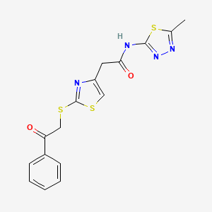 N-(5-methyl-1,3,4-thiadiazol-2-yl)-2-(2-((2-oxo-2-phenylethyl)thio)thiazol-4-yl)acetamide