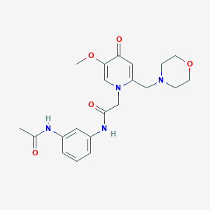 molecular formula C21H26N4O5 B3310343 N-(3-acetamidophenyl)-2-{5-methoxy-2-[(morpholin-4-yl)methyl]-4-oxo-1,4-dihydropyridin-1-yl}acetamide CAS No. 946201-66-7