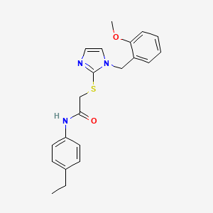 molecular formula C21H23N3O2S B3310369 N-(4-ethylphenyl)-2-({1-[(2-methoxyphenyl)methyl]-1H-imidazol-2-yl}sulfanyl)acetamide CAS No. 946202-98-8