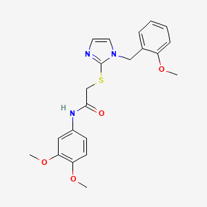 molecular formula C21H23N3O4S B3310377 N-(3,4-dimethoxyphenyl)-2-({1-[(2-methoxyphenyl)methyl]-1H-imidazol-2-yl}sulfanyl)acetamide CAS No. 946203-02-7