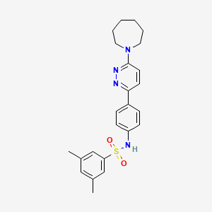 molecular formula C24H28N4O2S B3310482 N-{4-[6-(azepan-1-yl)pyridazin-3-yl]phenyl}-3,5-dimethylbenzene-1-sulfonamide CAS No. 946207-08-5