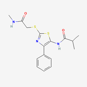 molecular formula C16H19N3O2S2 B3310583 N-(2-((2-(methylamino)-2-oxoethyl)thio)-4-phenylthiazol-5-yl)isobutyramide CAS No. 946211-16-1