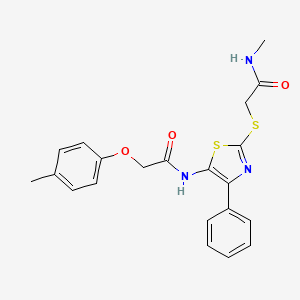 molecular formula C21H21N3O3S2 B3310600 N-methyl-2-((4-phenyl-5-(2-(p-tolyloxy)acetamido)thiazol-2-yl)thio)acetamide CAS No. 946211-40-1