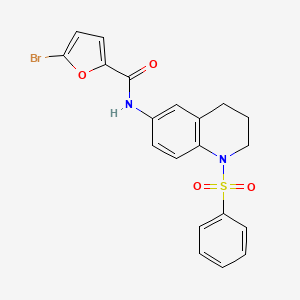 molecular formula C20H17BrN2O4S B3310611 N-[1-(benzenesulfonyl)-1,2,3,4-tetrahydroquinolin-6-yl]-5-bromofuran-2-carboxamide CAS No. 946211-67-2