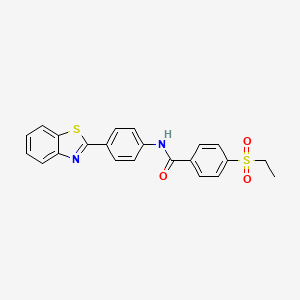 molecular formula C22H18N2O3S2 B3310678 N-[4-(1,3-benzothiazol-2-yl)phenyl]-4-(ethanesulfonyl)benzamide CAS No. 946215-70-9