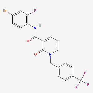 molecular formula C20H13BrF4N2O2 B3310716 N-(4-bromo-2-fluorophenyl)-2-oxo-1-{[4-(trifluoromethyl)phenyl]methyl}-1,2-dihydropyridine-3-carboxamide CAS No. 946223-11-6