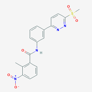 molecular formula C19H16N4O5S B3310795 N-[3-(6-methanesulfonylpyridazin-3-yl)phenyl]-2-methyl-3-nitrobenzamide CAS No. 946226-32-0