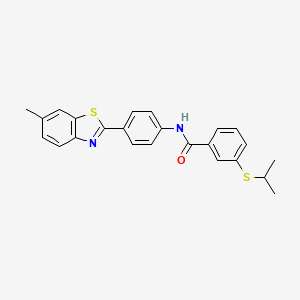 molecular formula C24H22N2OS2 B3310805 N-[4-(6-methyl-1,3-benzothiazol-2-yl)phenyl]-3-(propan-2-ylsulfanyl)benzamide CAS No. 946227-51-6