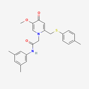 molecular formula C24H26N2O3S B3310837 N-(3,5-dimethylphenyl)-2-(5-methoxy-2-{[(4-methylphenyl)sulfanyl]methyl}-4-oxo-1,4-dihydropyridin-1-yl)acetamide CAS No. 946228-89-3